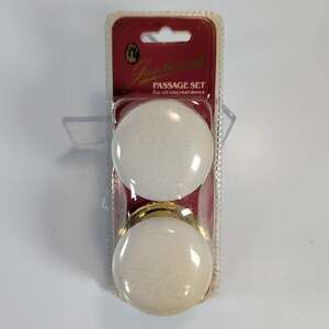 NOS Gainsborough Passage Classic White Porcelain Door Knob Set Gold Australia